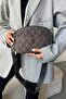 Women's Dark Gray Satin Embroidered Lined 4-Compartment Adjustable Strap Crossbody and Shoulder Bag - 5