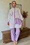 Hijab Cultivated Lilac Plaid Patterned Frilly Tunic and Trousers Set - 6
