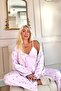 Lilac Lot Patterned Women's Pajamas Set with Thermal Dressing Gowns - 4