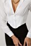 Women's Crop Shirt Slim Fit Narrow Cut White with Elastic Waist - 3