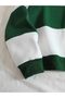 Unisex Organic Cotton Green and White Striped Oversized Half-Zip Polo Neck Sweatshirt - 4