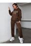 Women's Brown Michigan Printed Oversize Hooded Set - 2