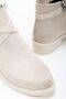 Women's Skin Suede Thermo Sole Cross Banded Buckle Zippered Short Heeled Boots - 4
