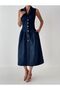 Fashion Front Button Shirt Collar Jeans Dress - 4