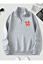 Gray Men's Tokyo Printed Stand Collar Half Zipper Pullover Sweatshirt
