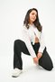 Women's Elastic Waist Detailed Crop Shirt Set 4021-24 - 6