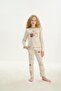 Girl's Long Sleeve Beige Melange Pajama Set C2T1N7O8 - 8