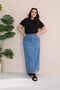 Lycra Ice Blue Long Denim Skirt - 6