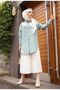 Green Women's Tunic - Plain Shirt Collar - 3123 - 5