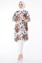 Plain Shirt Collar Women's Brown Patterned Tunic - 25042 - 2