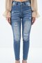 Women's High Waist Ripped Detailed Blue Jean Trousers 6180-23 - 4