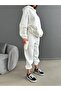 Women's White 3-Thread Hooded Sweatshirt and Sweatpants Set - 2