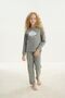 Girl's Long Sleeve Gray Melange Pajama Set C6T9N6O8 - 3