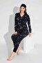 Women's Teddy Bear Patterned Front Buttoned Mother Girl Combination Suede Velvet Winter Warm Pajamas Set - 3