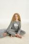 Girl's Long Sleeve Gray Melange Pajama Set C6T9N6O8 - 7