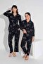 Women's Teddy Bear Patterned Front Buttoned Mother Girl Combination Suede Velvet Winter Warm Pajamas Set