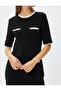 Mini Knitted Dress Short Sleeve Crew Neck Pocket Detailed Textured Bias - 5