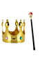Children's Gold Color King Crown and Red Knob King Scepter