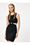 Mini Dress with Window Detail, Sleeveless, Ruffled, Crew Neck, Slim Fit - 2