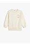 Sweatshirt Long Sleeve Crew Neck Print Detailed Raised