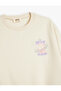 Sweatshirt Long Sleeve Crew Neck Print Detailed Raised - 3