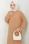 Knitted Pattern Knitwear Dress Camel Hm2526 - 2