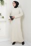 Knitted Pattern Knitwear Dress Stone Color Hm2526 - 3