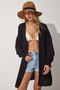 Black Crinkle Kimono - Gathered Sleeve, Ldd0069
