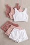 Set of 3 Sleeveless Strap Plush Fleece Pajama Set with Top and Bottom Shorts - 3