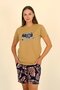 Women's Shorts Short Sleeve Combed Cotton Pajama Set Mustard 3622