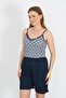 Women's Rope Strap Cotton Combed Shorts Suit Navy Blue 3621 - 8