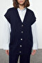 Navy Blue Vest Pants Knitwear Bottom-Top Suit Tctaw25Us00032 - 3