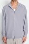 Gri Oversize Fit Apaş Yaka Yazlık Keten Görünümlü Gömlek TMNSS23GO00053 - 11