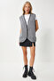 Women's Dark Gray Buttoned Knitwear Vest Us00928 - 6