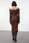 Kahverengi Midi Triko Basic Carmen Yaka Elbise TWOAW25EL00033 - 5