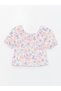 LCW Kids Boat Neck Floral Short Sleeve Girls Blouse and Skirt - 3