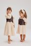Balloon Sleeve Midi Length Leather Vest Dress Including Bandana Camel / Brown Color