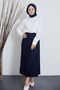 Navy Blue Atlas Pleated Skirt - 3