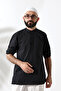 Men's 100% Cotton Voile Relaxed Fit Judge Collar Half Placket Black Hajj Umrah Shirt - 7