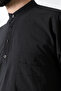 Men's 100% Cotton Voile Relaxed Fit Judge Collar Half Placket Black Hajj Umrah Shirt - 5