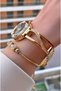Gold Yellow Steel Cord Small Case Women's Wristwatch - Bracelet - 4