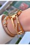 Gold Yellow Steel Cord Small Case Women's Wristwatch - Bracelet - 2