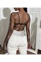 Crystal Stone Mesh Crop Blouse - 3