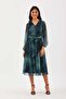 V-Neck Midi Length Tulle Dress - 4