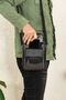 Black Leather Plaid Adjustable Strap Men's Hand Shoulder Bag with Phone Compartment Medium Size - 3