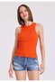 2-Pack White, Coral Crew Neck Cotton Elastane Blend Women's Sleeveless T-Shirt Wmclara Rib Tank Top - 2
