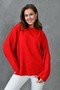Wide Sleeve Off Shoulder Crew Neck Long Sleeve Red Oversize Knitwear Sweater 4091 - 8