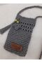 Luxury Hand Knitted Paper Thread Women's Shoulder Phone Bag ( Grey ) - 2