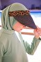 Black Visor Hat with Leopard Stripe 14401 - 4
