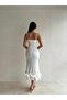 White Asymmetrical Curved Hem Midi Length Dress - 4